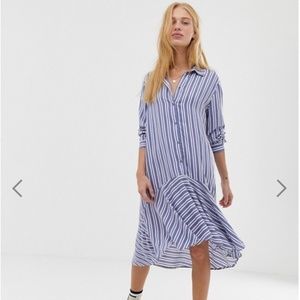 NWOT ASOS Pinstripe Midi Shirt Dress